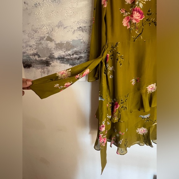 JOIE Women Career Cocktail KAYANE GOLDENROD Bird Floral 100% SILK Dress 10 - Picture 8 of 8